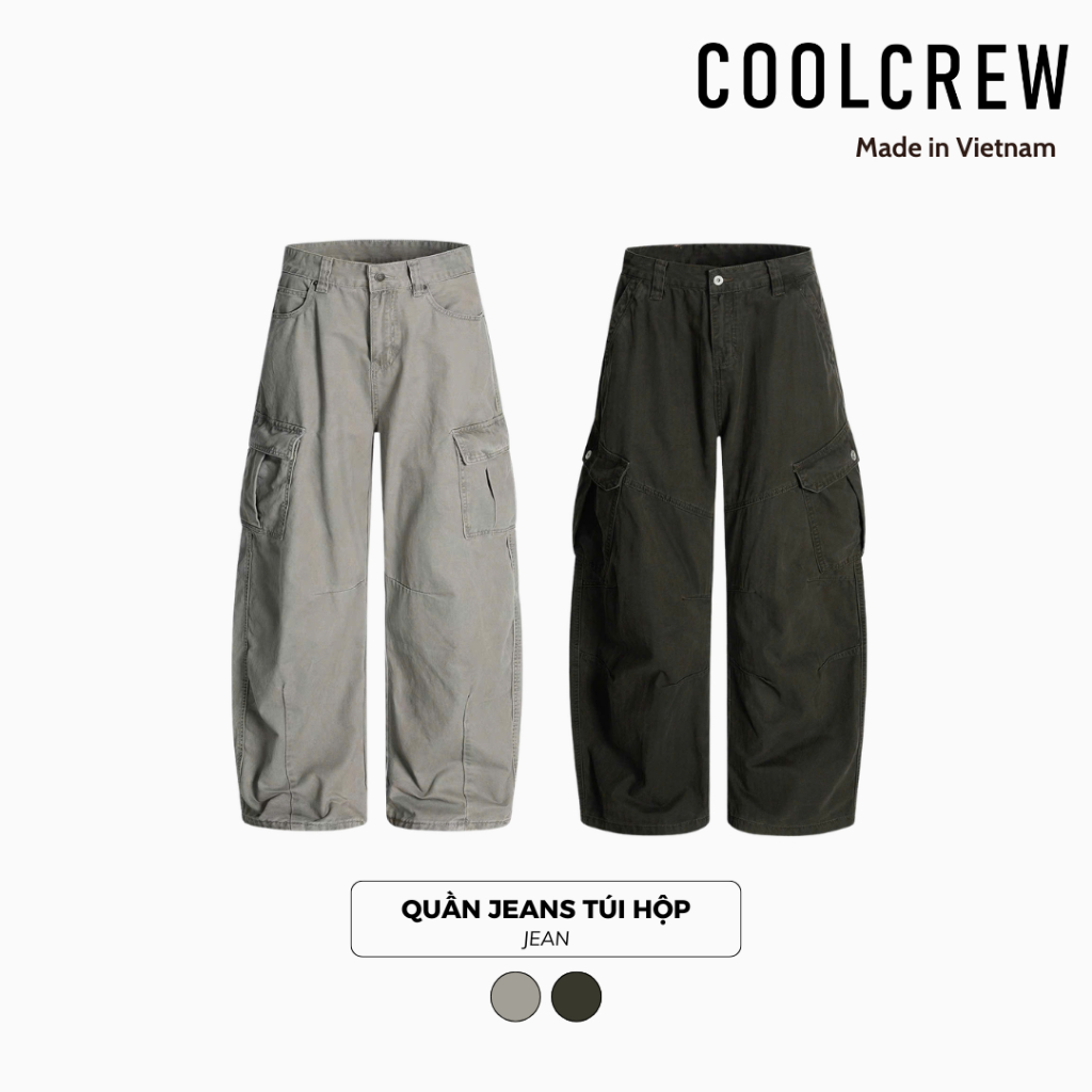 Quần Jeans Túi Hộp 𝐂𝐎𝐎𝐋𝐂𝐑𝐄𝐖 Ống Rộng Unisex Nam Nữ Phong Cách Thời Trang QTD082