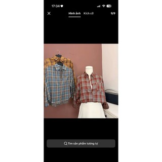 Áo Sơ Mi Kẻ Caro Nữ Form Rộng Style Hàn Quốc - Áo Sơ Mi Vintage Tone Nâu Cam Vải Mềm Mịn Chống Nhăn