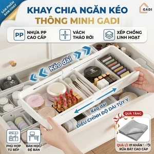 Khay Chia Ngăn Kéo Tủ Bếp, Bàn Học Điều Chỉnh Chiều Dài Nhựa PP Cao Cấp, Khay Đựng Mỹ Phẩm Gọn Gàng GADI