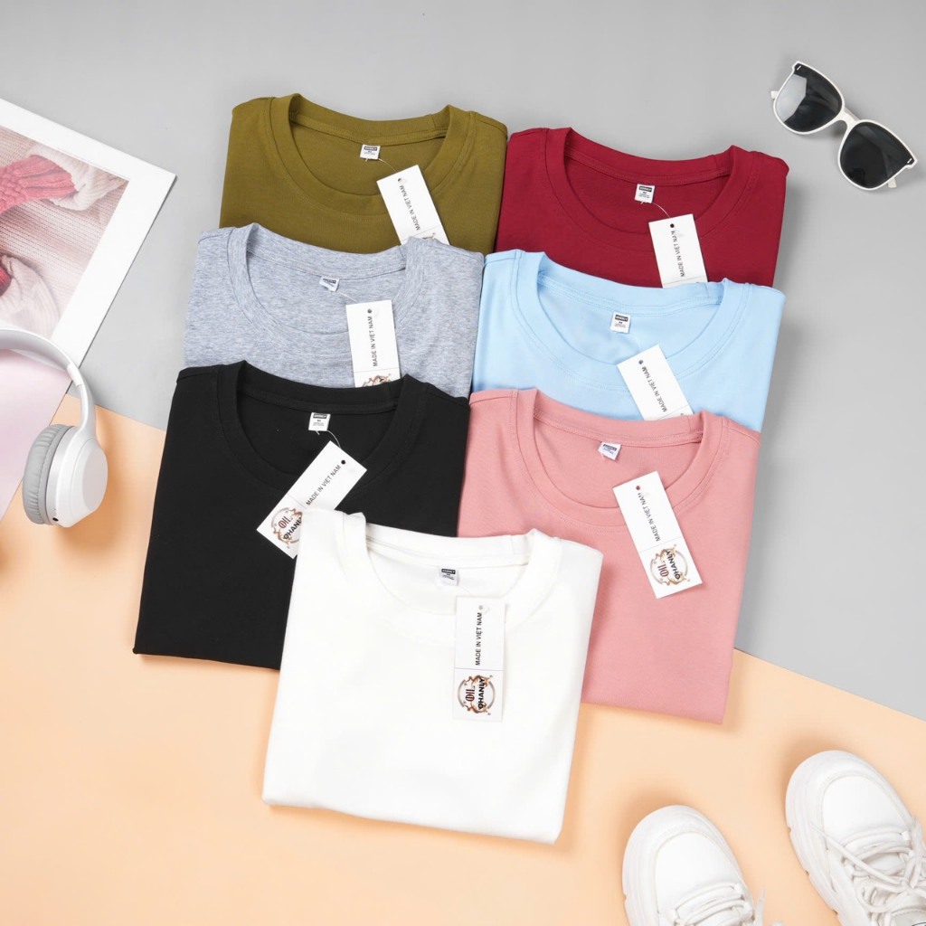 Áo Thun Trơn Nữ Cổ Tròn Slim Fit – Cotton Co Giãn Ôm Dáng Nhẹ, Mặc Mát Dễ Phối Đồ | OHANLY