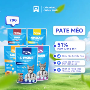 Thức Ăn Cho Mèo MRVET Dạng Pate Túi 70G, 51% Thịt Thật, Sáng Mắt, Mượt Lông, Tăng Cường Đề Kháng