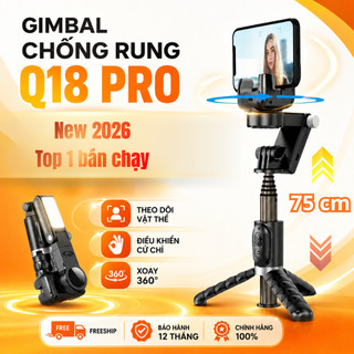 Gimbal Q18 - Gymbal điện thoại quay phim chống rung hỗ trợ quay phim, chụp ảnh chuyên nghiệp xoay 360 độ có đèn Led