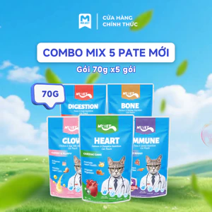 COMBO MIX 5 Pate Dinh Dưỡng MRVET Gói 70G Hỗ Trợ Tim Mạch, Tiêu Hóa, Xương Khớp, Hệ Miễn Dịch, Da Lông