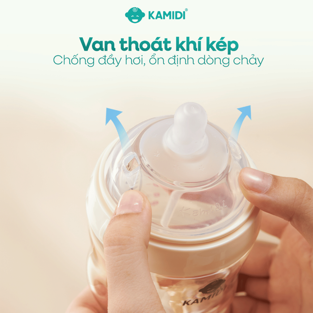 Bình Sữa Kamidi PPSU GEN 2 Nâng Cấp Núm Mềm Mô Phỏng Hoàn Hảo Ti Mẹ Tích Hợp Vạch Báo Nóng