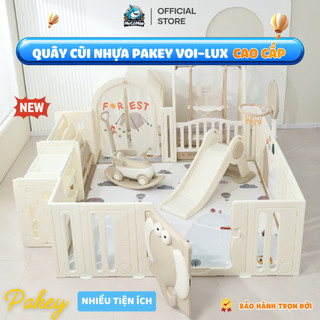 Quây Cũi Nhựa Pakey Voi Mới 2026, Quây Cũi Cao Cấp Full Set Tặng Kèm 100 Bóng + Thảm + Set Bóng Rổ Bảo Hành Trọn Đời