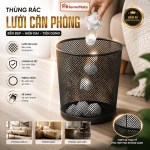 Thùng Rác Văn Phòng HomeMate Lưới Sắt Sơn Tĩnh Điện, Sọt Rác Kim Loại Tối Giản Cho Bàn Học & Công Ty