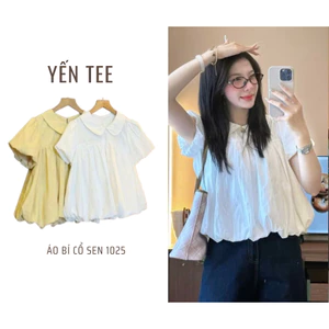 Áo sơ mi kiểu tay bồng cổ sen chất gió mềm Tiểu thư Hàn Quốc đi học đi chơi Yến Tee #1025