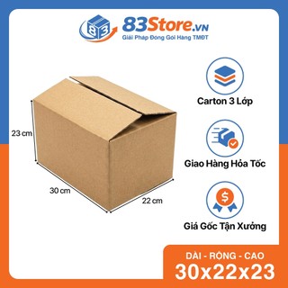 Combo 25 Hộp Carton 30x22x23cm 3 Lớp Sóng C - Thùng Carton 83Store Đóng Hàng Cứng Cáp, Mỹ Phẩm, Phụ Kiện.