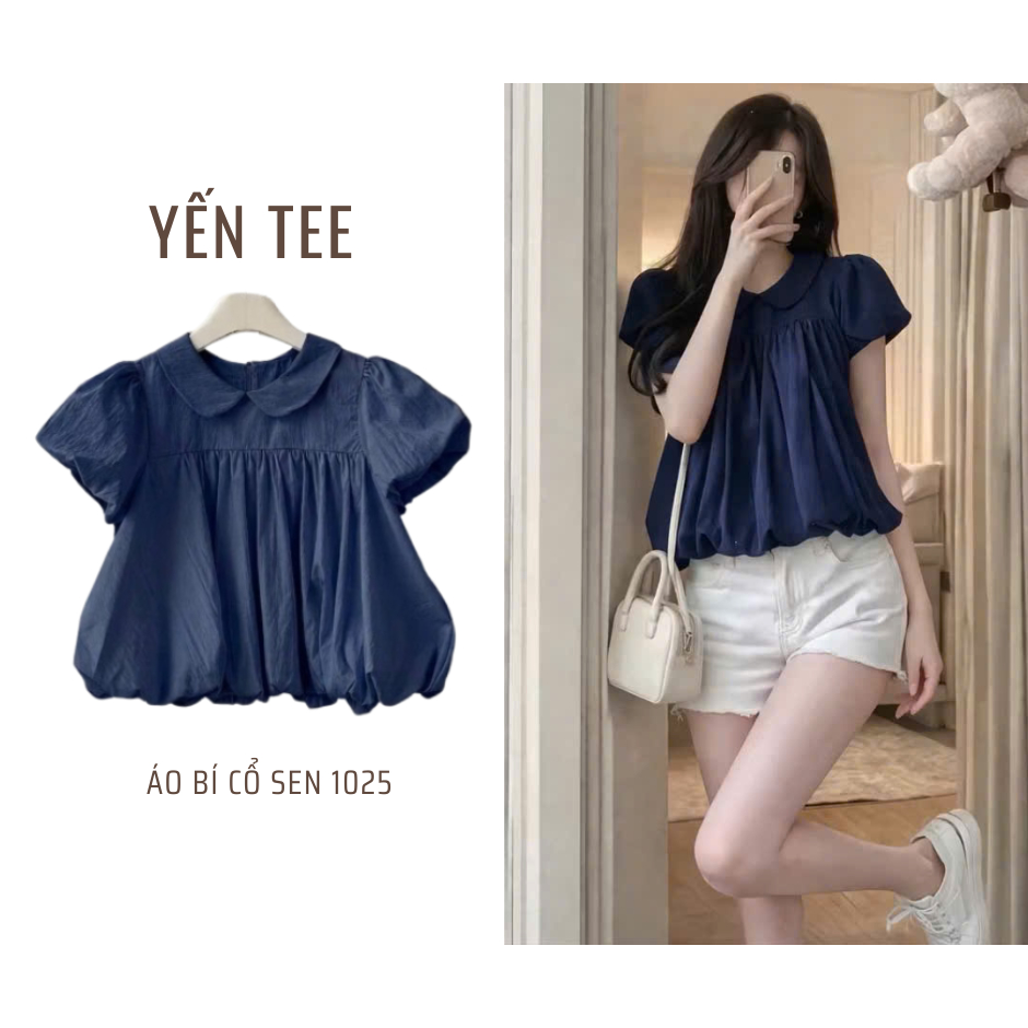 Áo nữ form bí cổ sen tay bồng chất gió mềm học sinh dễ phối đồ đi học đi chơi Yến Tee #1025