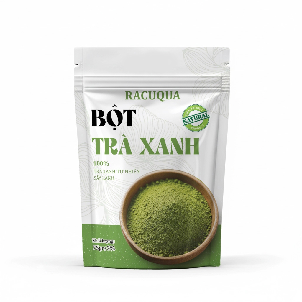Bột Trà Xanh Sấy Lạnh Đắp Mặt Làm Đẹp RACUQUA 75g Tiện Lợi