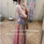 Đầm ZMM maxi cổ yếm hở lưng hoa hồng