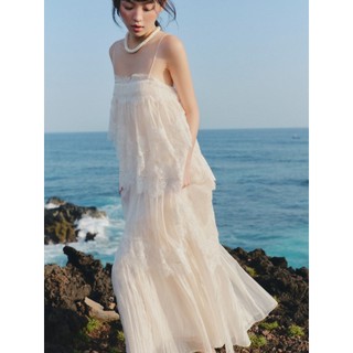 Váy maxi OLV 2 dây Lace Chiffon Tiered Layered Maxi Dress nhiều màu đi biển mùa hè