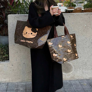 Túi tote hello meow 2 mặt chống nước phong cách Hàn Quốc