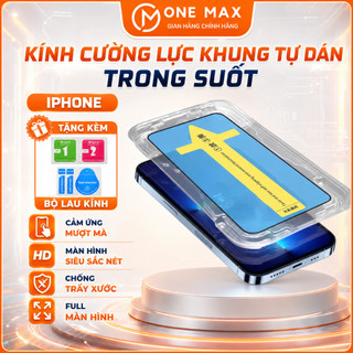 Kính Cường Lực iPhone Khung Tự Dán Trong Suốt Full Màn - iP 16promax 7/8/Plus/X/XS/XR/11/12/13/14/15/Pro/Max