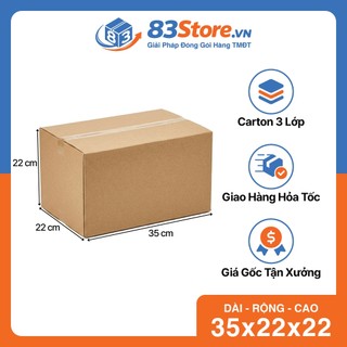 Combo 25 Hộp Carton 35x22x22cm 3 Lớp Sóng C - Thùng Carton 83Store Đóng Hàng Cứng Cáp, Mỹ Phẩm, Phụ Kiện.