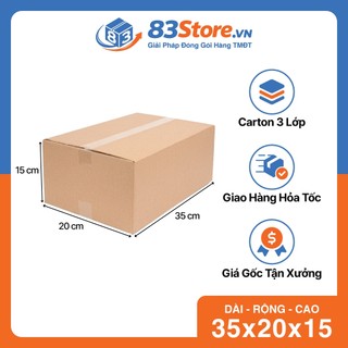 Combo 25 Hộp Carton 35x20x15cm 3 Lớp Sóng C - Thùng Carton 83Store Đóng Hàng Cứng Cáp, Mỹ Phẩm, Phụ Kiện.