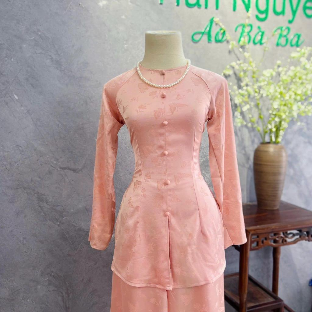 B.a198 - Bộ GấM HoA Hồ Điệp Cổ TrÒn Nút Bọc Nụ Dây Kéo QuẦn Dây Kéo CùNg ChẤt