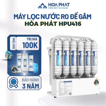 [Tặng combo 3 lõi thô] Máy lọc nước RO để gầm Hòa Phát HPU416 - 10 cấp lọc, Nước uống trực tiếp, Hàng chính hãng