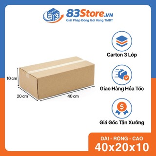 Combo 25 Hộp Carton 40x20x10cm 3 Lớp Sóng C - Thùng Carton 83Store Đóng Hàng Cứng Cáp, Mỹ Phẩm, Phụ Kiện.