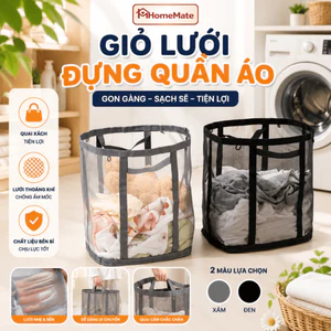 Giỏ Đựng Quần Áo Bẩn HomeMate Gấp Gọn Dung Tích Lớn, Giỏ Lưới Đựng Đồ Bẩn Thoáng Khí Cho Gia Đình & Ký Túc Xá