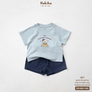 Quần Đùi Giả Bò Phối Túi Basic Cho Bé Trai Bé Gái Hokiha Vải Mềm Mại, Co Giãn Thoải Mái Size Từ 8-17kg Q62
