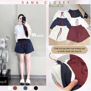 Quần Short Nữ Chất Đũi Hàn Thoáng Mát Mềm Mịn, Quần Đùi Nữ Cạp Chun Có Dây Rút Điều Chỉnh Thoải Mái | SANA CLOSET #034