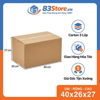 Combo 25 Hộp Carton 40x26x27cm 3 Lớp Sóng C - Thùng Carton 83Store Đóng Hàng Cứng Cáp, Mỹ Phẩm, Phụ Kiện.