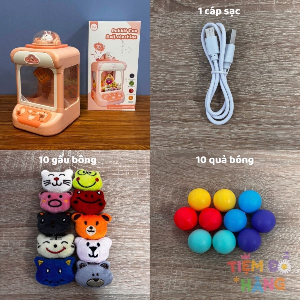 Đồ Chơi Máy Gắp Thú Bông Mini Phiên Bản Sạc Pin, Có Nhạc Vui Nhộn Dành Cho Bé