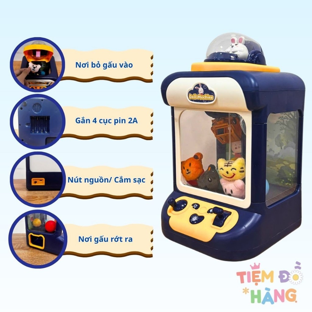Đồ Chơi Máy Gắp Thú Bông Mini Phiên Bản Sạc Pin, Có Nhạc Vui Nhộn Dành Cho Bé