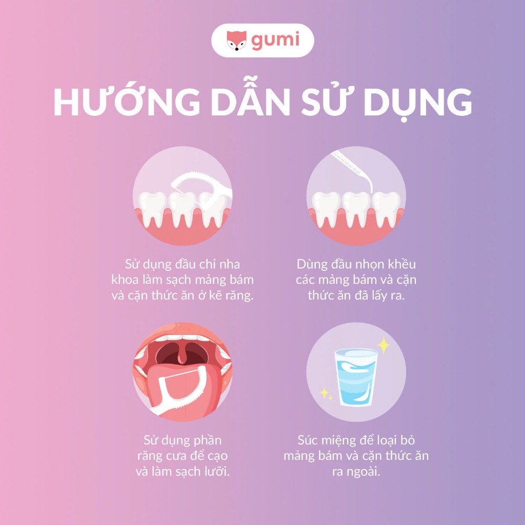 Combo 12 Hộp 600 Chiếc tăm chỉ Cao Cấp Gumi xỉa răng, Vệ sinh làm sạch răng