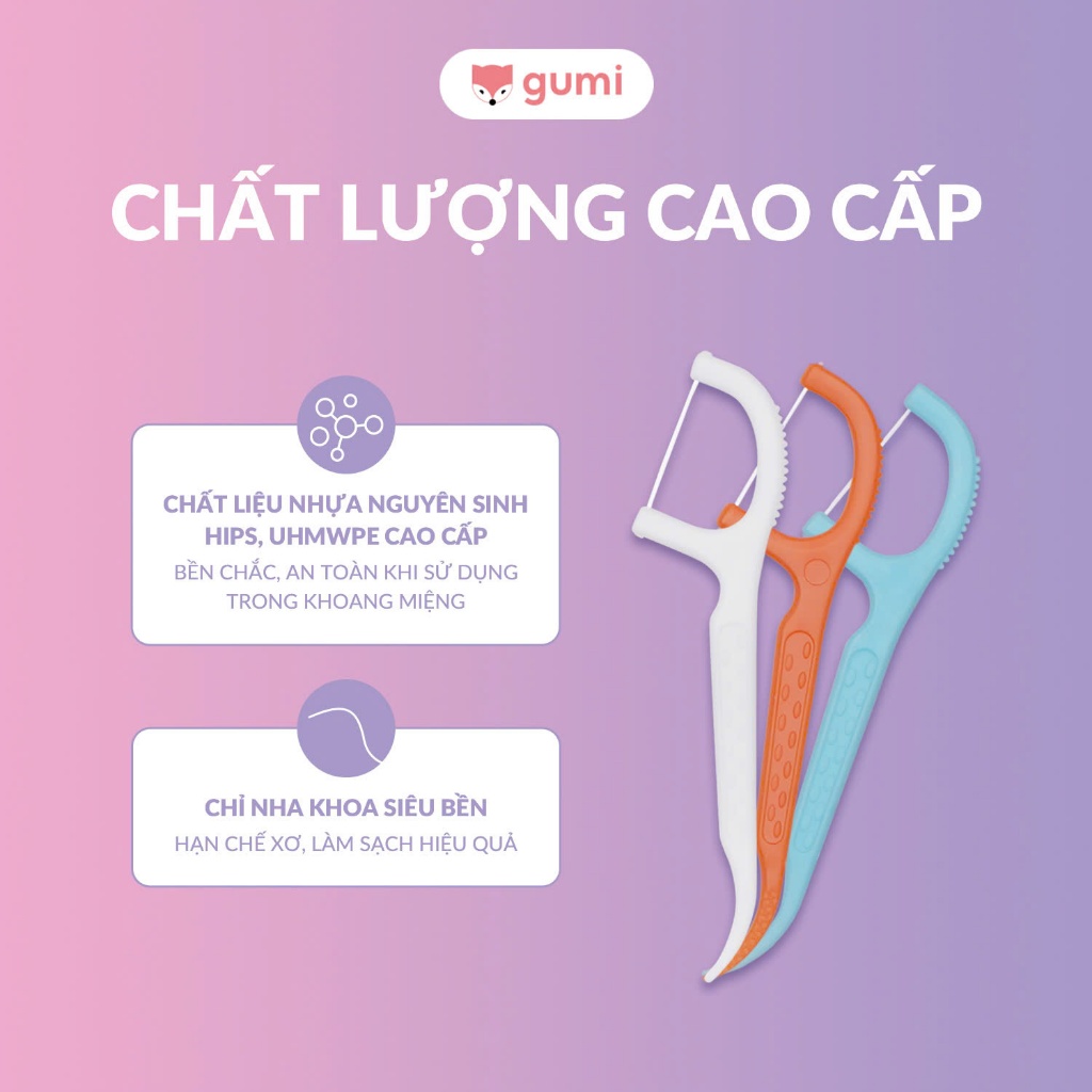 Combo 12 Hộp 600 Chiếc tăm chỉ Cao Cấp Gumi xỉa răng, Vệ sinh làm sạch răng