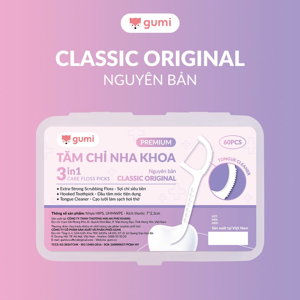Combo 12 Hộp 600 Chiếc tăm chỉ Cao Cấp Gumi xỉa răng, Vệ sinh làm sạch răng
