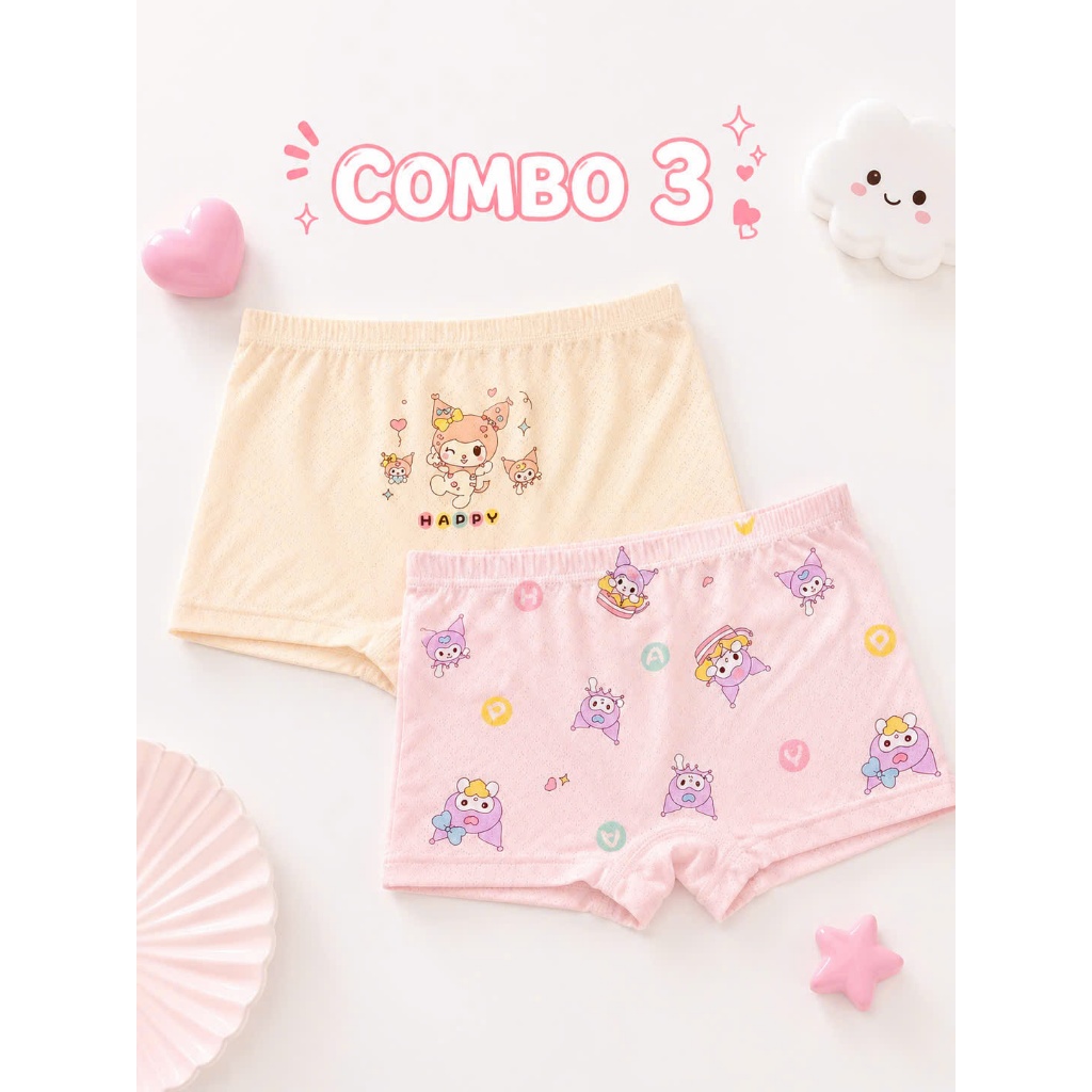 COMBO 2 - COMBO 5 Quần Chip Bé Gái cotton kháng khuẩn mềm mát, thoáng mát co giãn KUROMI