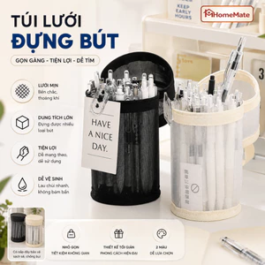 Hộp Đựng Bút Lưới HomeMate Hình Trụ 20x9cm, Túi Đựng Văn Phòng Phẩm & Mỹ Phẩm Mini Tiện Lợi
