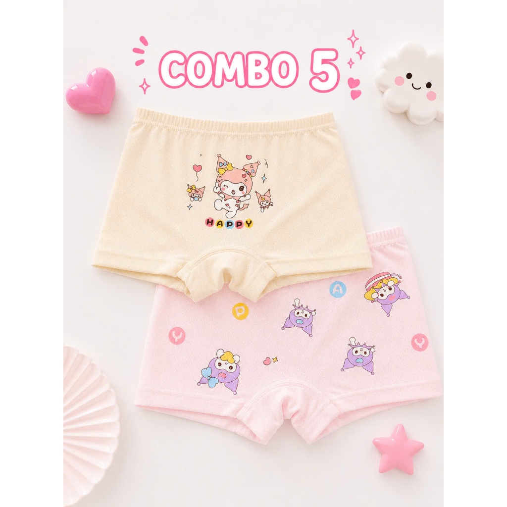 COMBO 2 - COMBO 5 Quần Chip Bé Gái cotton kháng khuẩn mềm mát, thoáng mát co giãn KUROMI