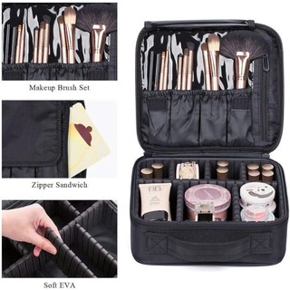 Cốp trang điểm mini da PU chống nước hộp đựng mỹ phẩm đa năng có đai đỡ chắc chắn makeup M06