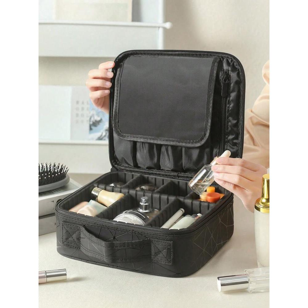 Cốp đựng mỹ phẩm da PU cao cấp chống nước có quai xách hộp trang điểm mini tiện lợi makeup M06