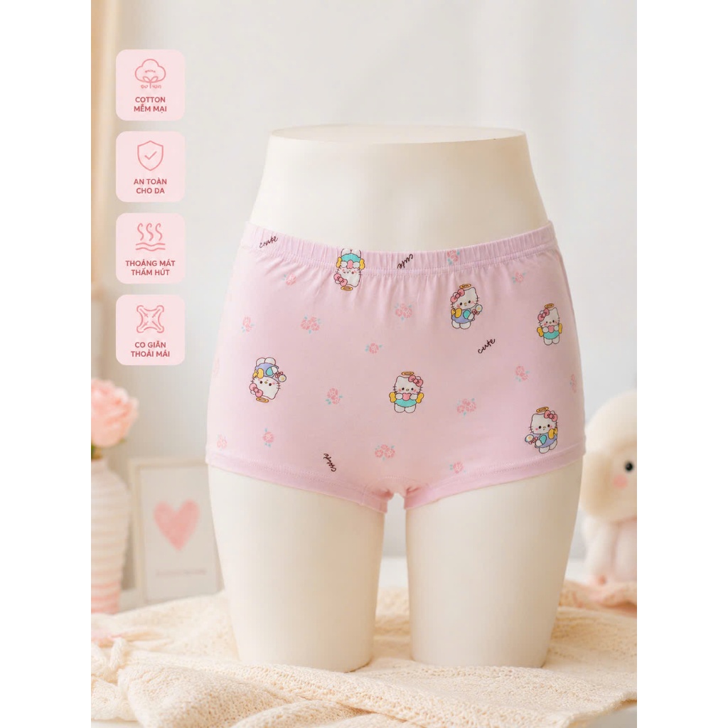 Quần lót trẻ em gái bằng Cotton , họa tiết Hello Kitty, mềm mại thoáng khí