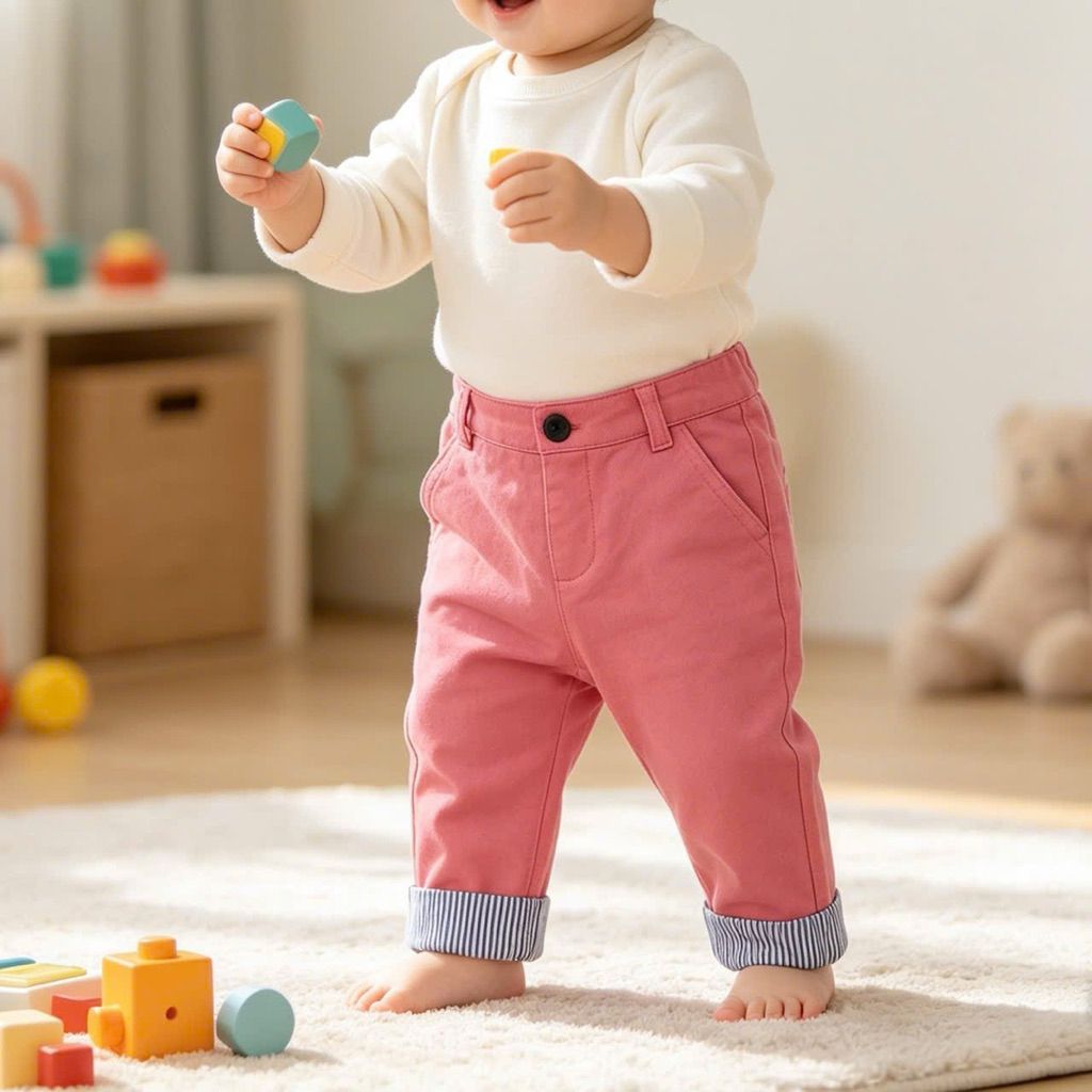 Quần Dài Kaki Sơ Sinh Unisex Cho Bé Trai Bé Gái C2965 Xuất Dư Mềm Đẹp Size 6-18 Tháng (7-11kg)