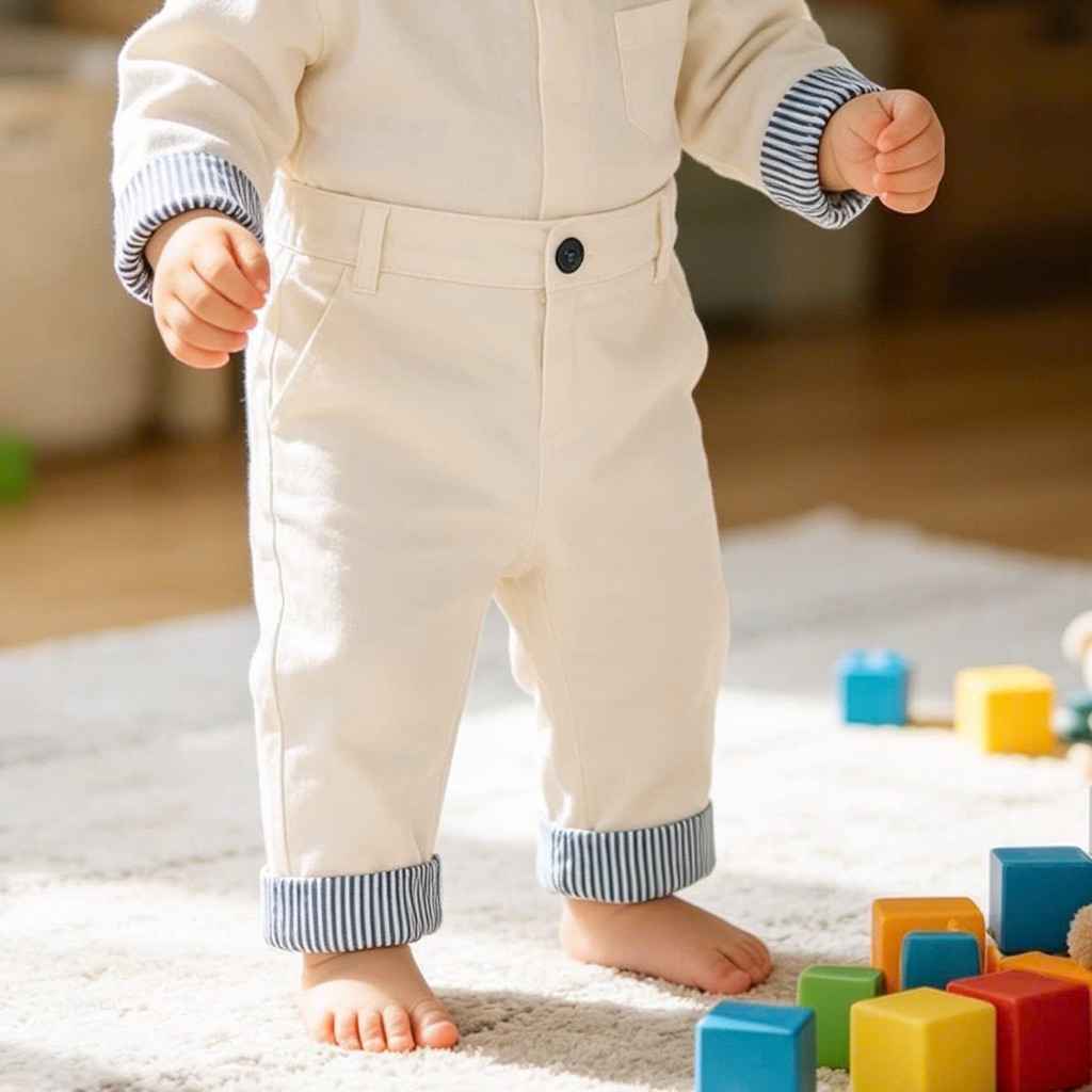 Quần Dài Kaki Sơ Sinh Unisex Cho Bé Trai Bé Gái C2965 Xuất Dư Mềm Đẹp Size 6-18 Tháng (7-11kg)