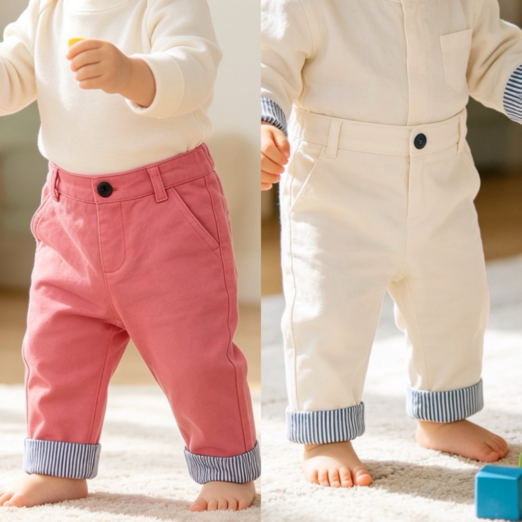 Quần Dài Kaki Sơ Sinh Unisex Cho Bé Trai Bé Gái C2965 Xuất Dư Mềm Đẹp Size 6-18 Tháng (7-11kg)
