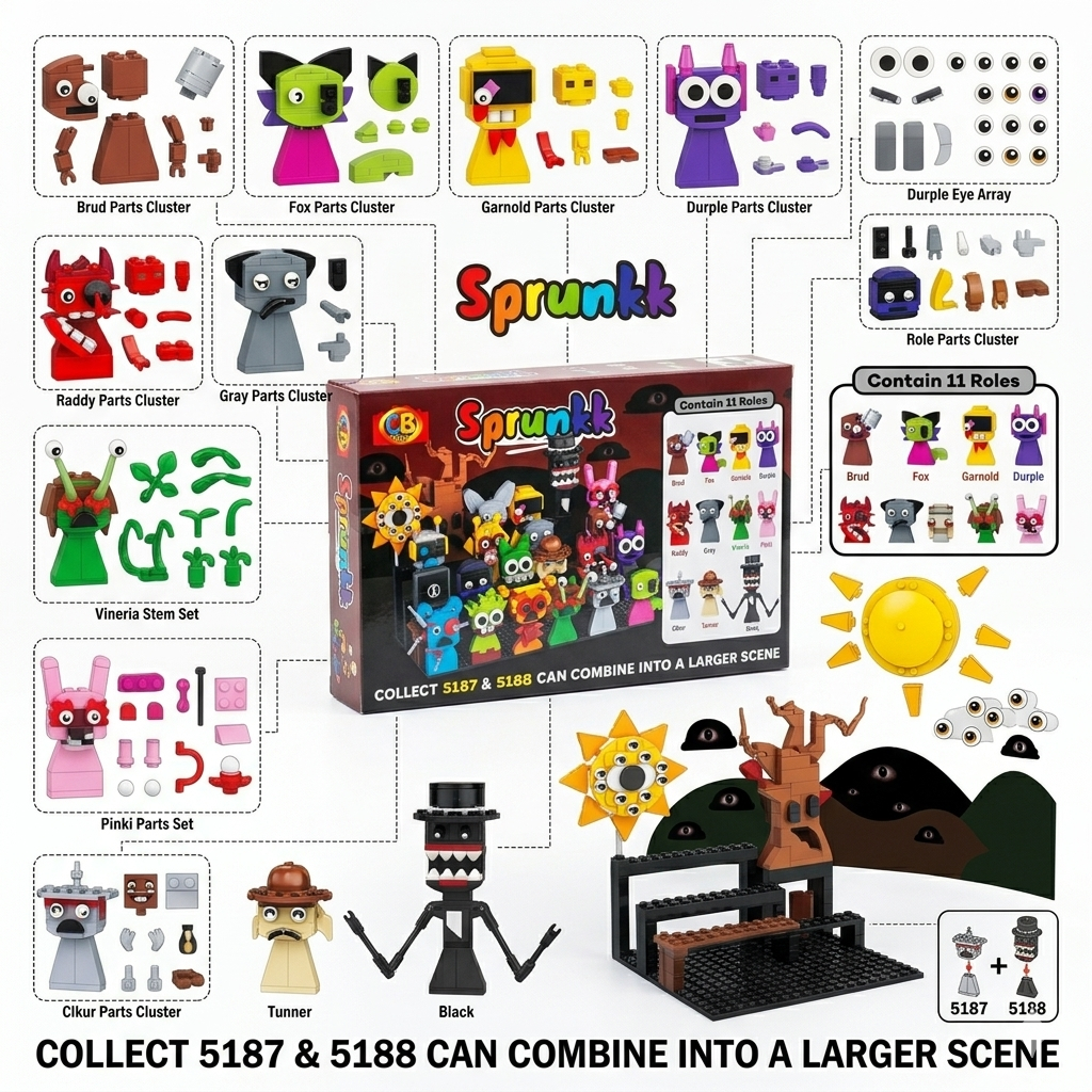 Đồ Chơi Lắp Ráp Sprunki 11 Nhân Vật CB Toys 5187 Mô Hình Trưng Bày Sáng Tạo Quà Tặng Cho Bé