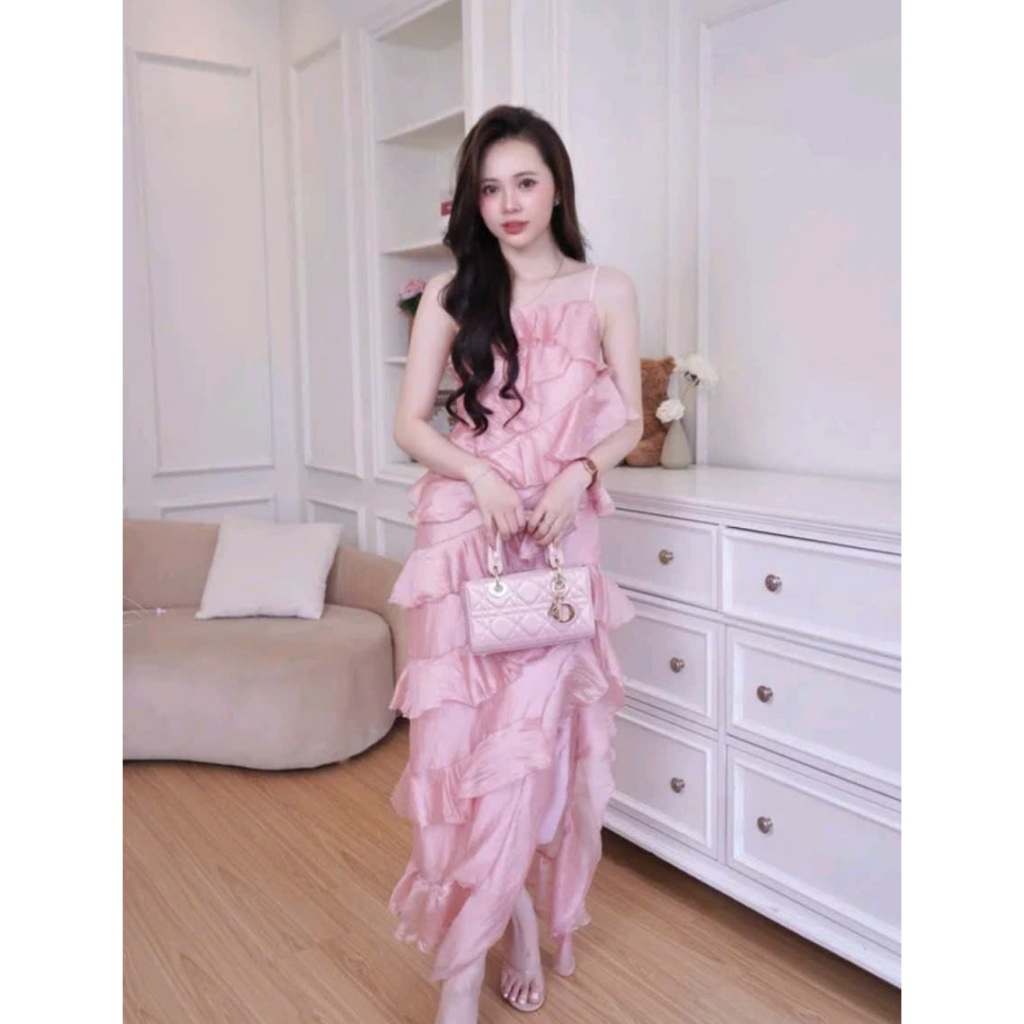 Đầm Maxi 2 Dây Dáng Dài Xếp Tầng Bèo Xéo Xẻ Tà Đi Biển Du Lịch Siêu Xinh Nữ - CHAMIE STUDIO