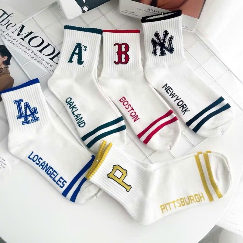 Tất Vớ MLB Unisex Cổ Cao Thể Thao Hàn Quốc Co Giãn Thấm Hút Tốt Phối Sneaker Nam Nữ Hot Trend 2026