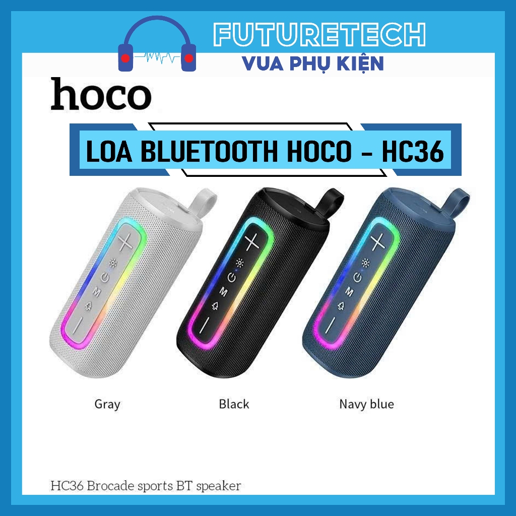 Loa Bluetooth HOCO HC36 Chính Hãng Nghe Nhạc Bass Mạnh Kết Nối USB, Thẻ TF, AUX, TWS, Đèn LED Đổi Màu siêu đẹp