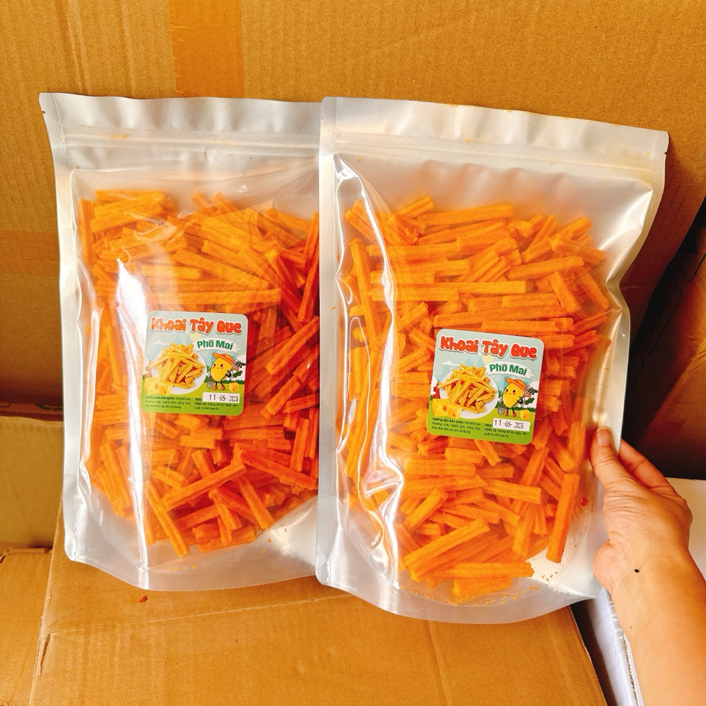 1Kg Khoai Tây Lắc Phô Mai Cắt Sợi(2Túi Zipx500Gr) loại ngon giòn thơm