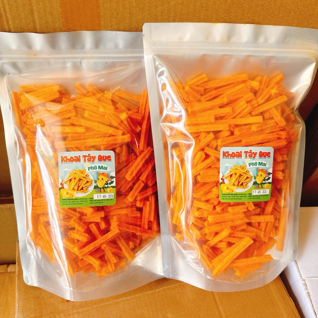 1Kg Khoai Tây Lắc Phô Mai Cắt Sợi(2Túi Zipx500Gr) loại ngon giòn thơm