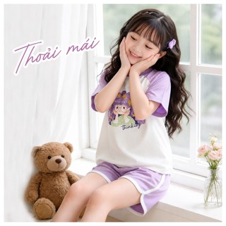 Bộ Đồ Bé Gái DSH26S011R Wookids | Set Bé Gái 2-9 Tuổi Cotton Modal (Vải Sồi Cao Cấp) Co Giãn Mềm Mát Thời Trang Trẻ Em