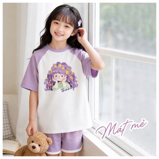 Bộ Đồ Bé Gái DSH26S011R Wookids | Set Bé Gái 2-9 Tuổi Cotton Modal (Vải Sồi Cao Cấp) Co Giãn Mềm Mát Thời Trang Trẻ Em