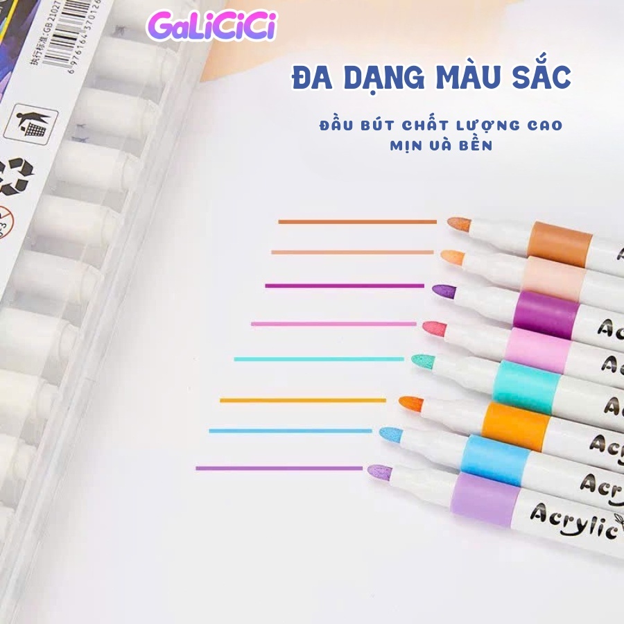 Bút vẽ Acrylic hộp vuông lớn 120 chiếc, dụng cụ nghệ thuật sống động chống thấm nước cho sổ lưu niệm tự làm